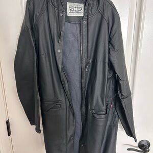 Levi's Black Raincoat Long Utility Style